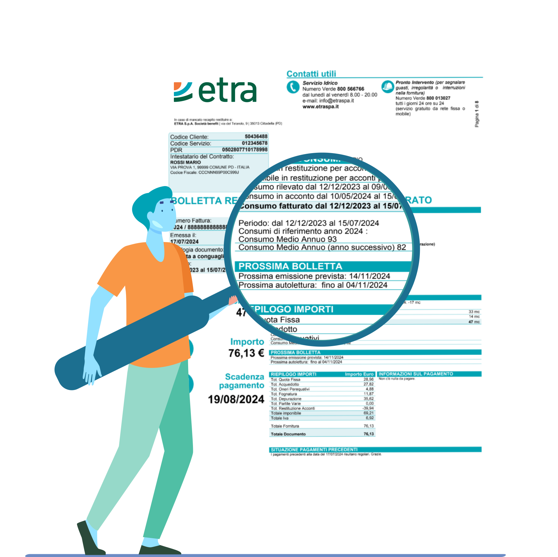 Illustrazione di una bolletta Etra